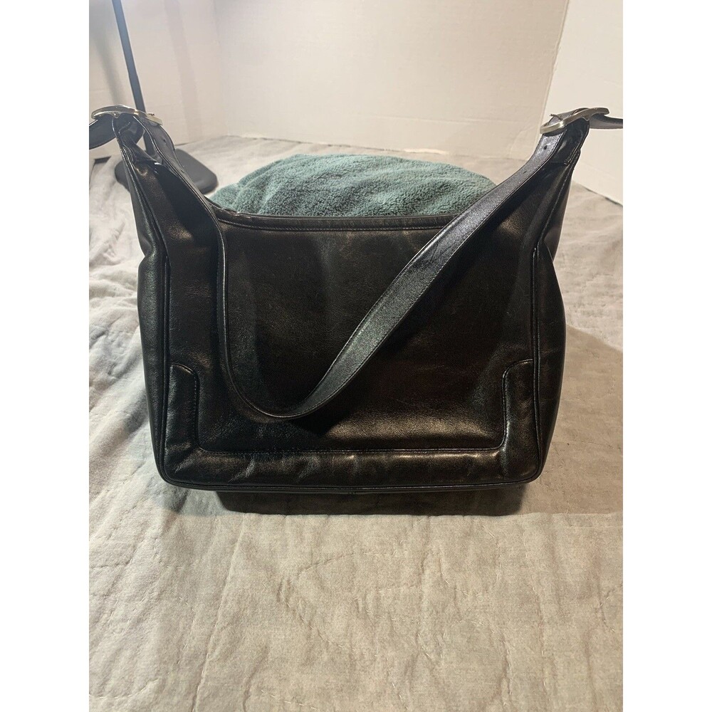 Vintage Morris Moskowitz Black Leather Shoulder Handbag